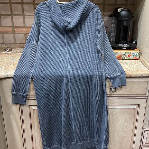 Free People Harley Cardi Hoodie Ribbed Knit Button Up Slouchy Blue - Picture 5 of 5